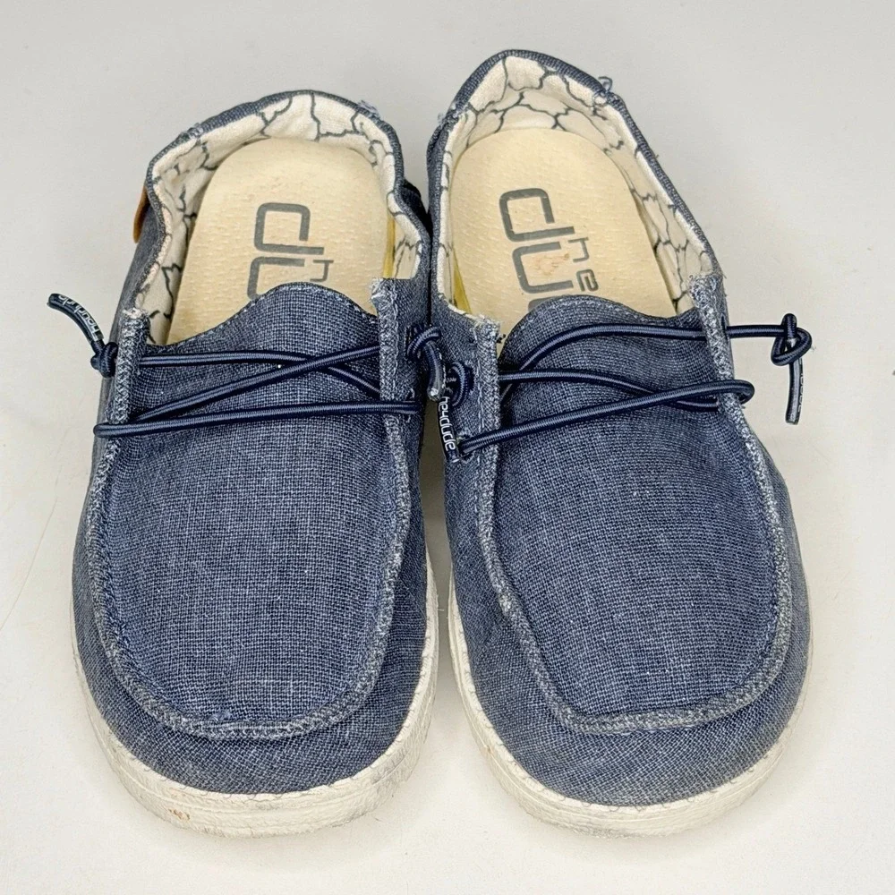 Hey Dude Wendy Youth Sparkling Denim Blue Loafers Shoes Sz K13 Slip On Washable